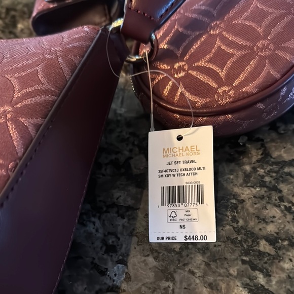 Michael Kors pink Metallic embossed jet set travel Crossbody Bag NWT - Picture 11 of 15